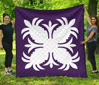 Hawaiian Premium Quilt Royal Pattern - Purple - A2 Style Purple - Polynesian Pride