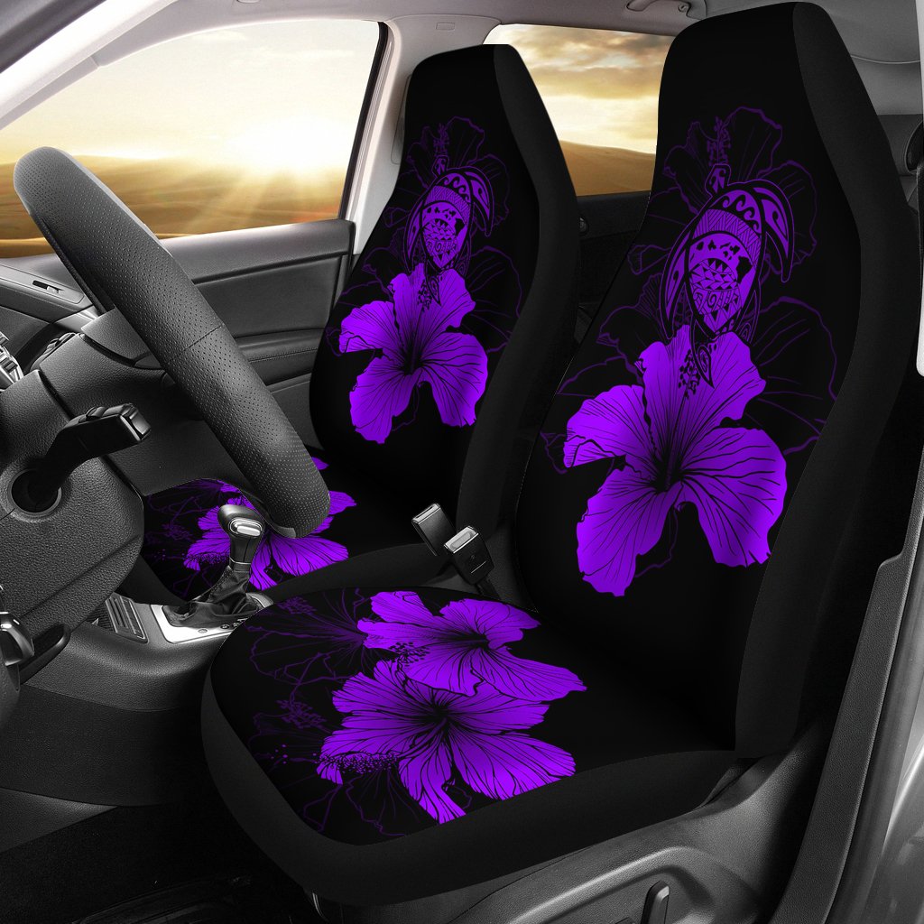 Hawaii Hibiscus Car Seat Cover - Turtle Map - Purple - Polynesian Pride