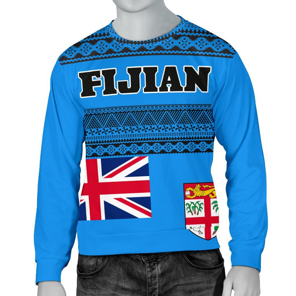 Fijian Sweater - Tapa Pattern Unisex Blue - Polynesian Pride
