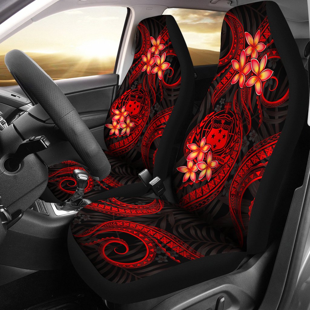 Samoa Polynesian Car Seat Covers - Red Plumeria Universal Fit RED - Polynesian Pride