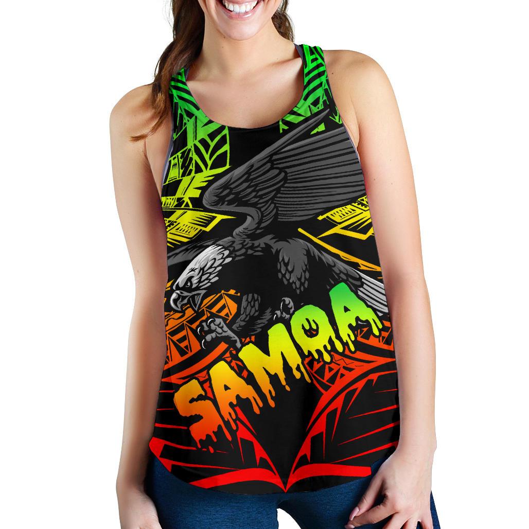 Samoa Polynesian Women's Racerback Tank - Eagle Tribal Pattern Reggae - Polynesian Pride