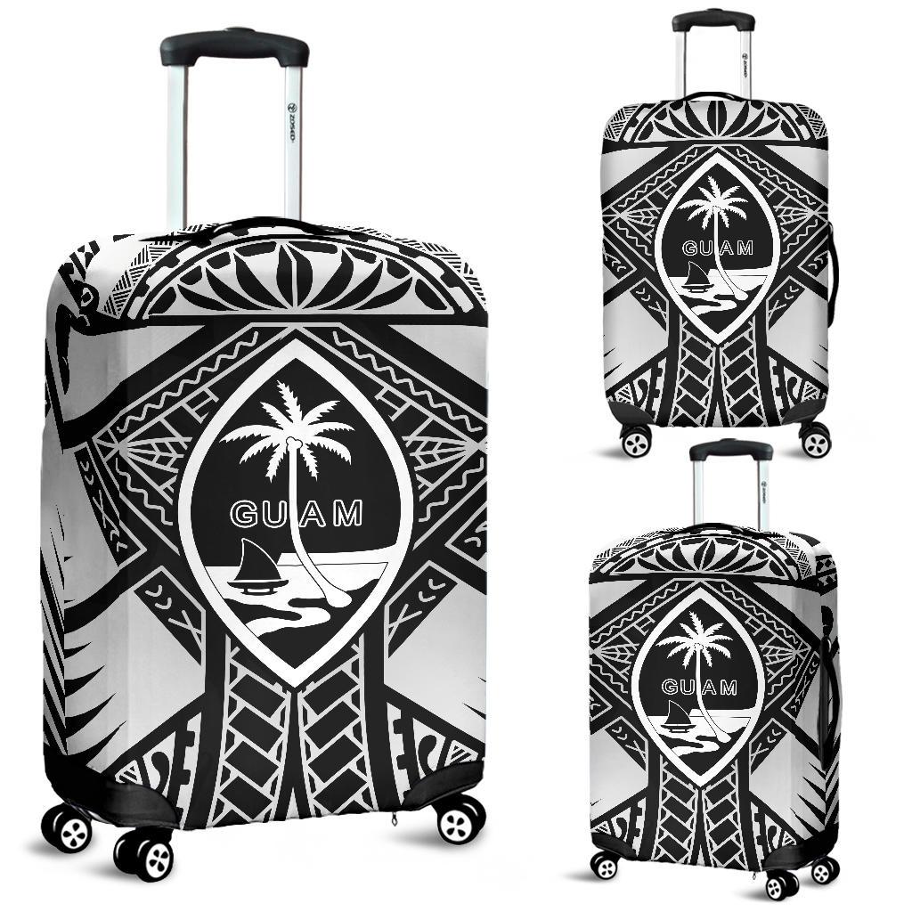Guam Polynesian Luggage Cover - Guam White Seal with Polynesian Tattoo Ver 01 - Polynesian Pride