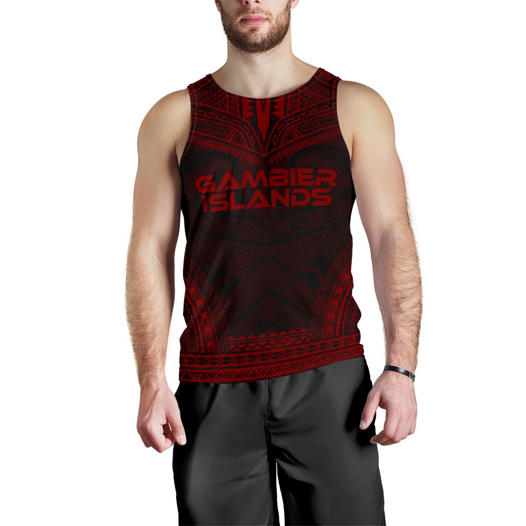 Gambier Islands Men's Tank Top - Polynesian Chief Red Version Red - Polynesian Pride