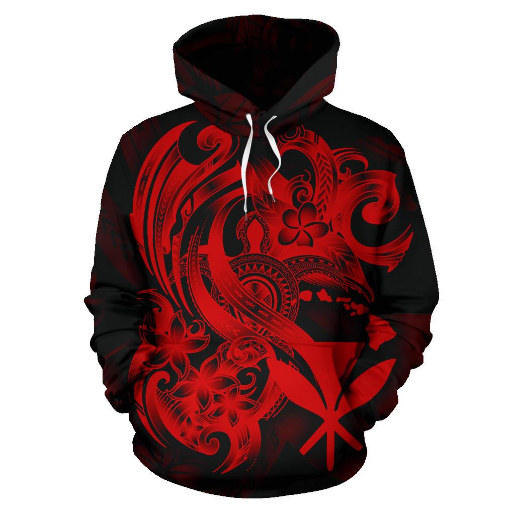 Polynesian Hawaii ll Over Hoodie Kanaka Maoli Red Turtle - Polynesian Pride