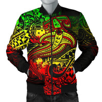 Samoa Men's Bomber Jacket - Reggae Shark Polynesian Tattoo Reggae - Polynesian Pride