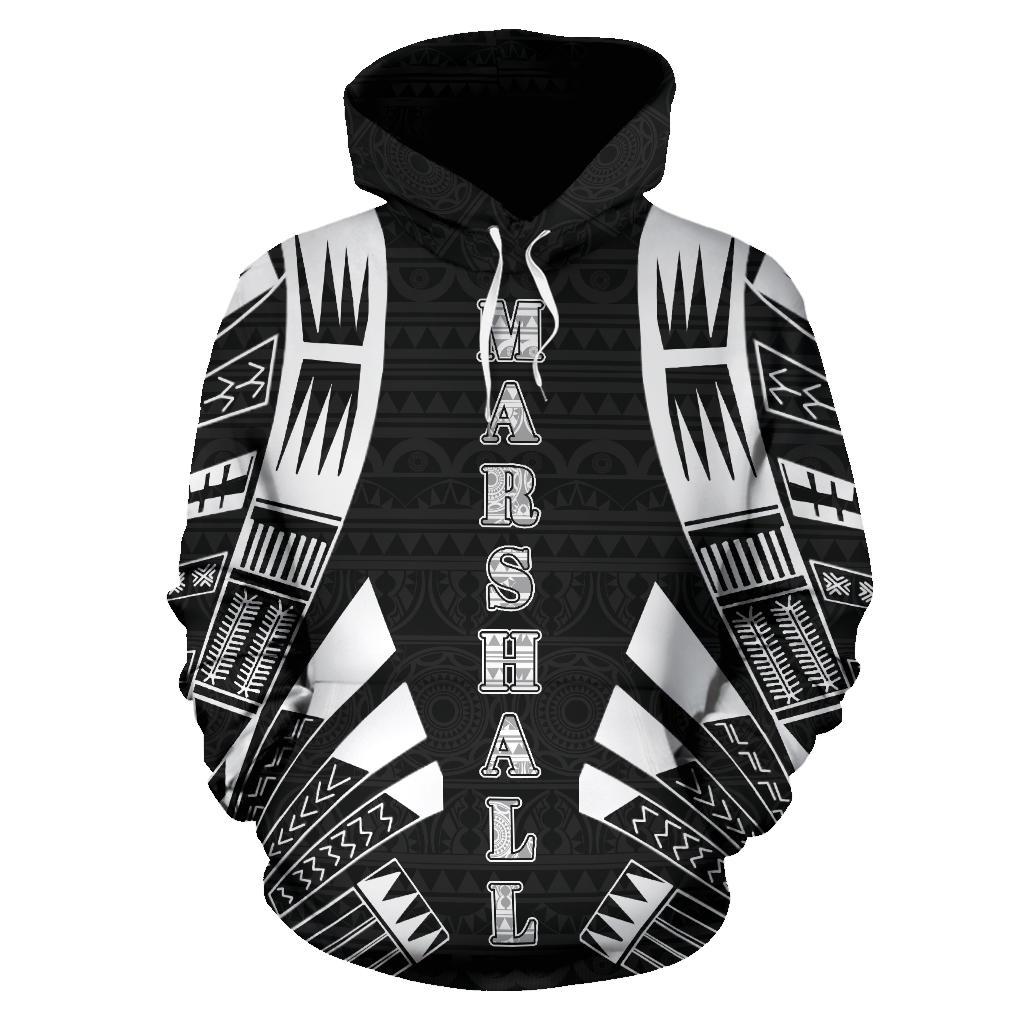 Marshall Islands All Over Hoodie Black Tattoo Style - Polynesian Pride