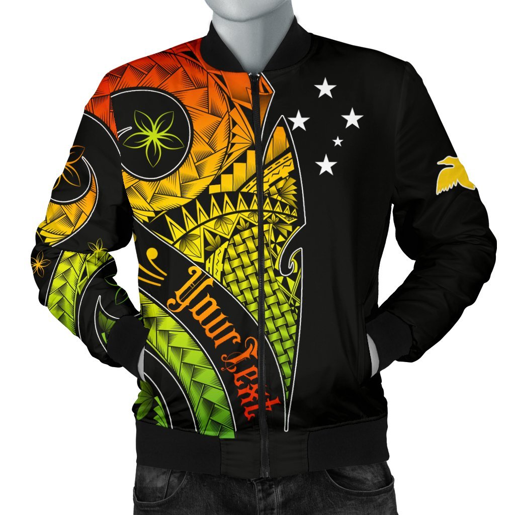 Papua New Guinea Personalised Men's Bomber Jacket - PNG Bird And Polynesian Decorative Pattern Reggae - Polynesian Pride