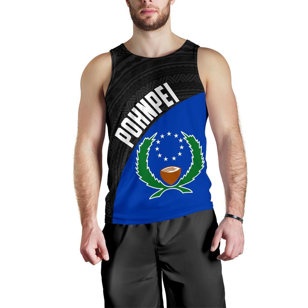 Pohnpei Men's Tank Top Coat Of Arms 2 Th5 Black - Polynesian Pride