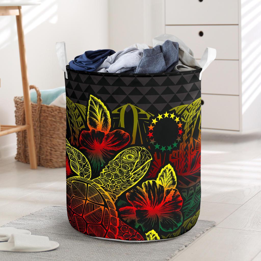 Cook Islands Laundry Basket - Polynesian Turtle Hibiscus Reggae Laundry Basket One Size Reggae - Polynesian Pride
