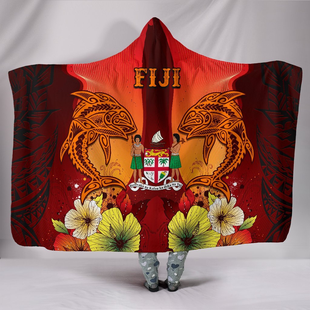Fiji Hooded Blanket - Tribal Tuna FIsh - Polynesian Pride
