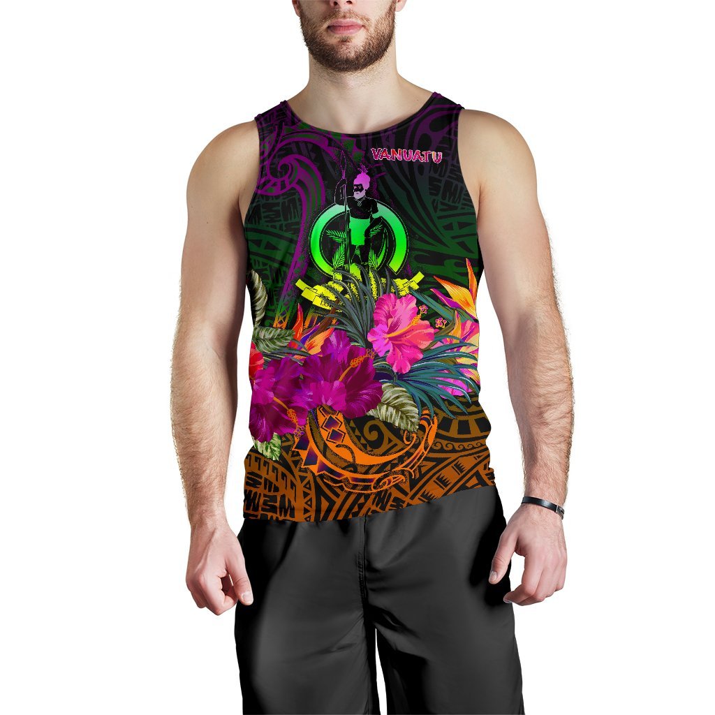 Vanuatu Men's Tank Top - Summer Hibiscus - Polynesian Pride