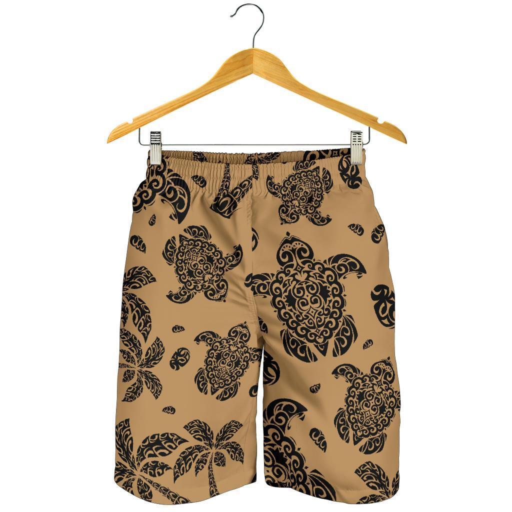 Polynesian Turtle Palm And Sea Pebbles Gold Men's Short - Polynesian Pride