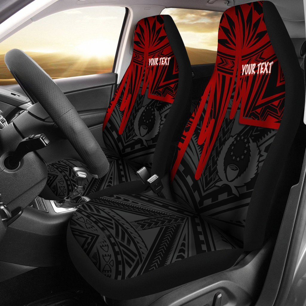 Pohnpei Personalised Car Seat Covers - Pohnpei Seal In Heartbeat Patterns Style (Red) Universal Fit Red - Polynesian Pride