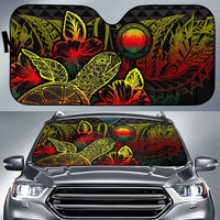 Northern Mariana Islands Auto Sun Shades Turtle Hibiscus Reggae Auto Sun Shade Universal Fit Reggae - Polynesian Pride