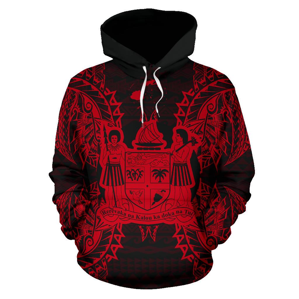 Fiji Polynesian ll Over Hoodie Map Red - Polynesian Pride