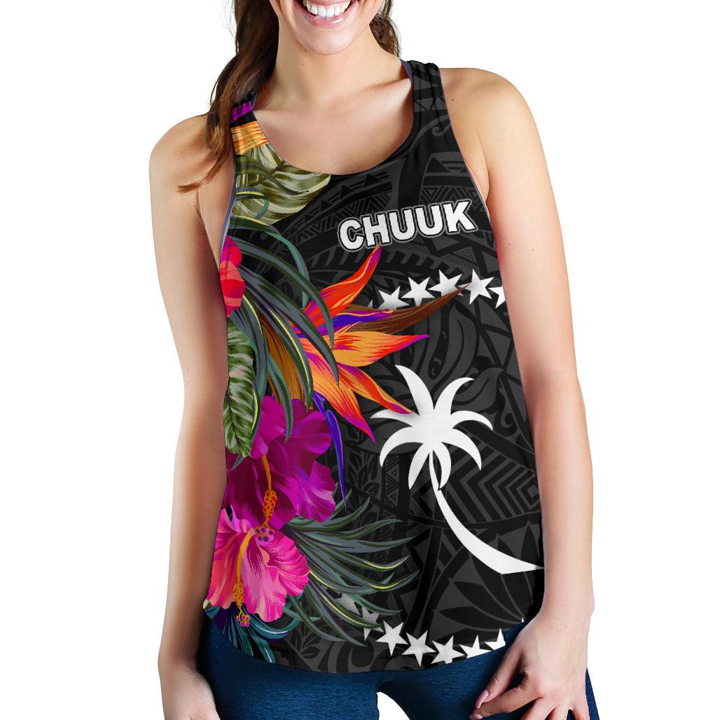 Chuuk Women's Racerback Tank - Polynesian Hibiscus Pattern - Polynesian Pride