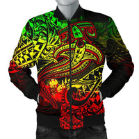 Polynesian Men's Bomber Jacket - Reggae Shark Polynesian Tattoo Reggae - Polynesian Pride