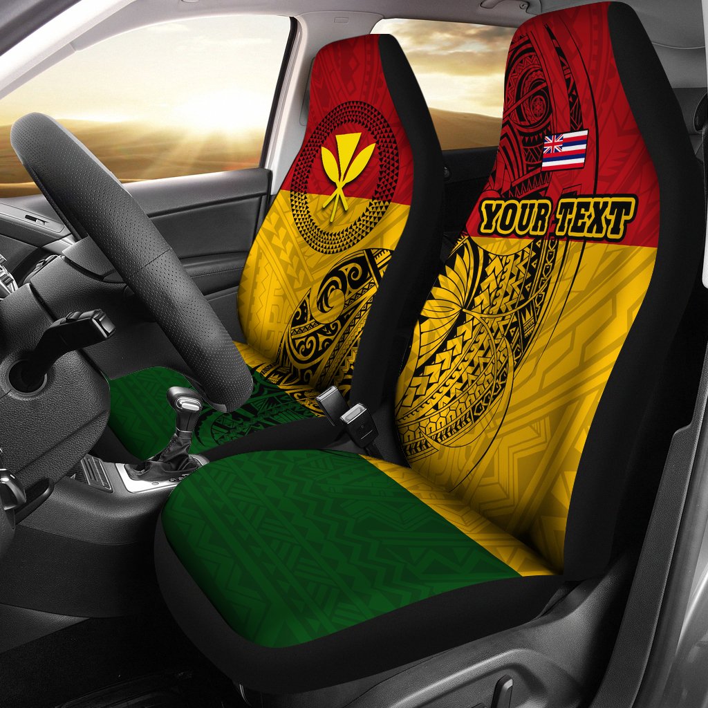 Hawaii Kanaka Flag Polynesian Personalized Car Seat Covers - Polynesian Pride