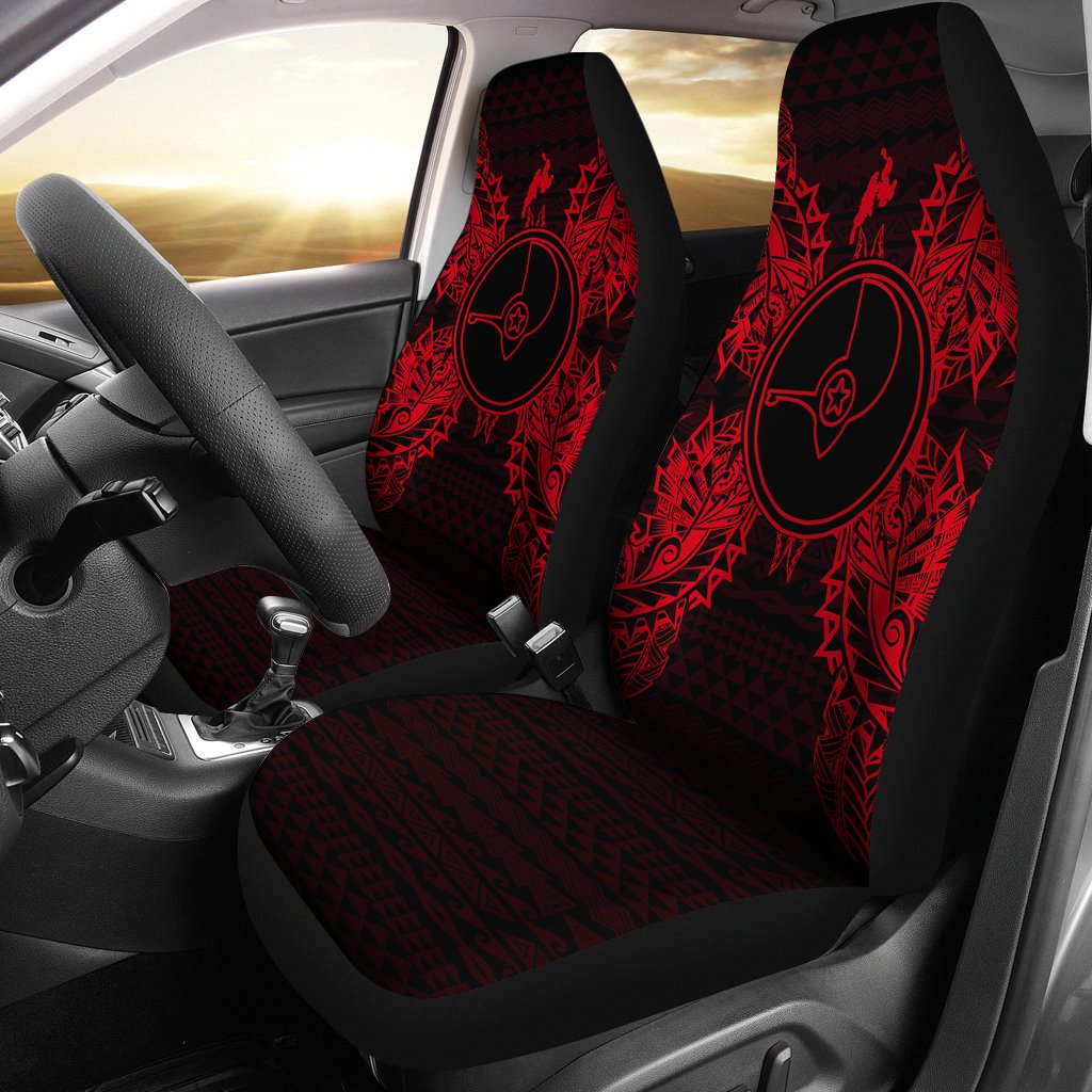 Yap Car Seat Cover - Yap Flag Map Red Universal Fit Red - Polynesian Pride