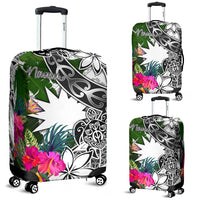 Nauru Luggage Covers White - Turtle Plumeria Banana Leaf White - Polynesian Pride