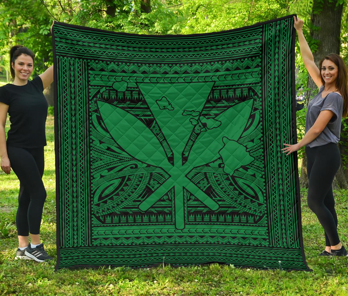 Hawaii Polynesian Kanaka Maoli Premium Quilt Green Green - Polynesian Pride