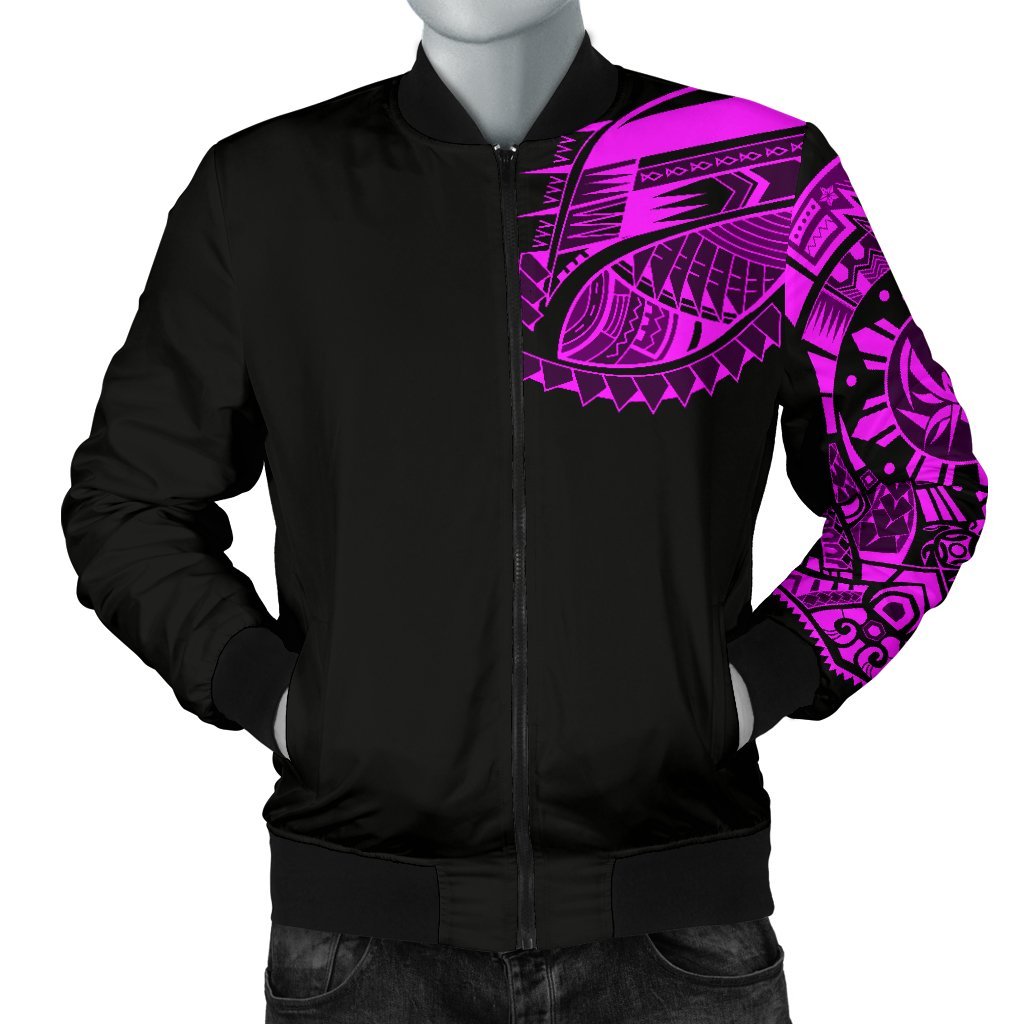 Polynesian Chest Tattoo Men's Bomber Jacket Pink Black - Polynesian Pride