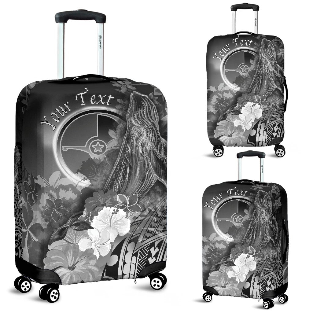 Custom Personalised Yap Luggage Covers - Humpback Whale with Tropical Flowers (White) - Polynesian Pride