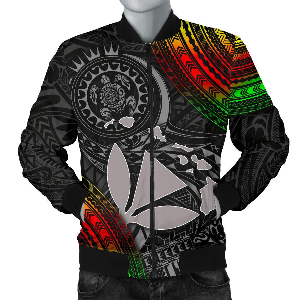 Polynesian Hawaii Men's Bomber Jacket - Kanaka Maoli Hawaiian Map Black - Polynesian Pride