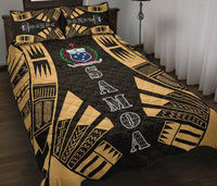 Samoa Quilt Bed Set - Samoa Coat Of Arms Polynesian Yellow Tattoo Style - Polynesian Pride