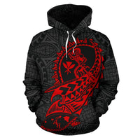 Polynesian Suffer Kanaka Warrior Hawaii Hoodie Red - Polynesian Pride