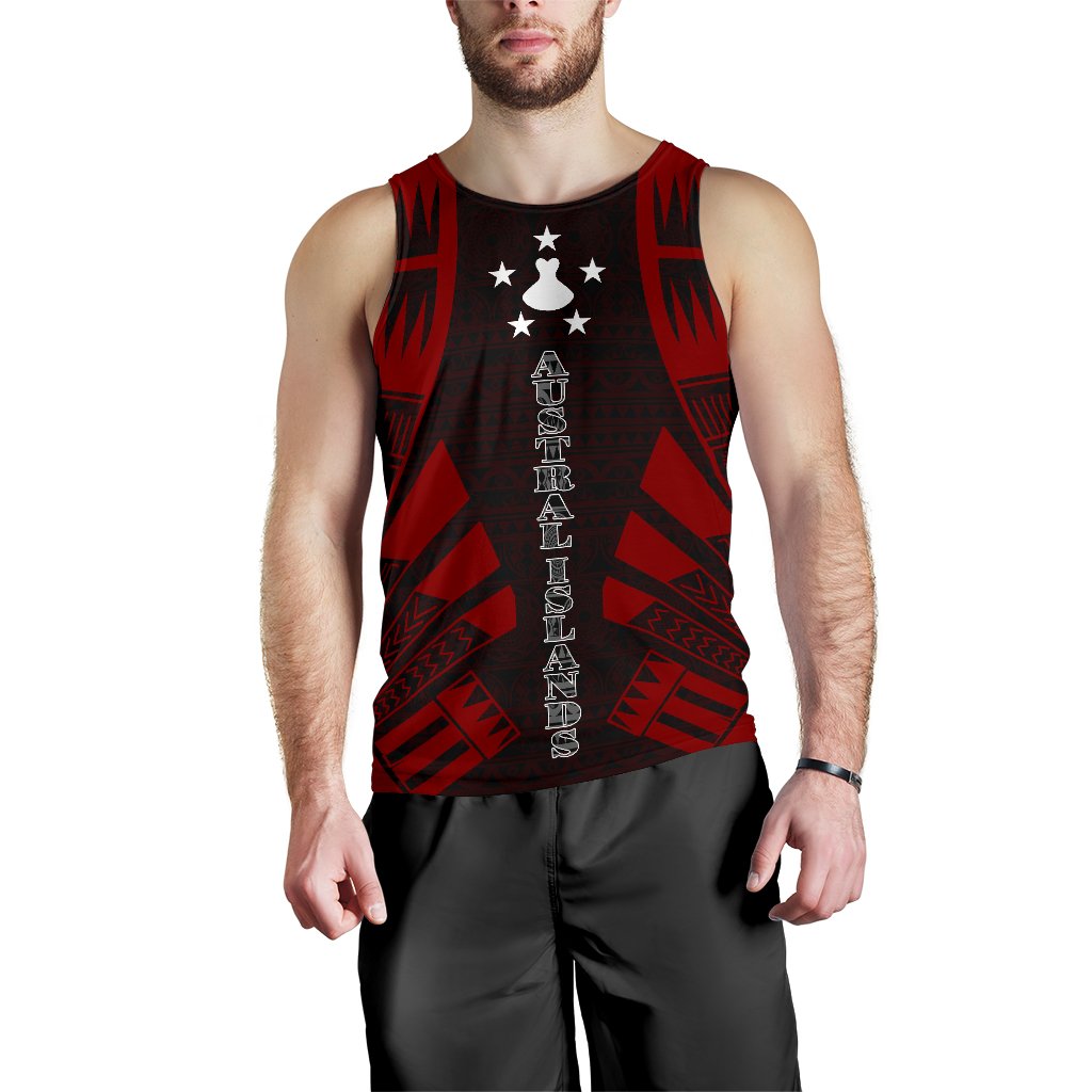 Austral Islands Men Tank Top - Polynesian Tattoo Red Red - Polynesian Pride