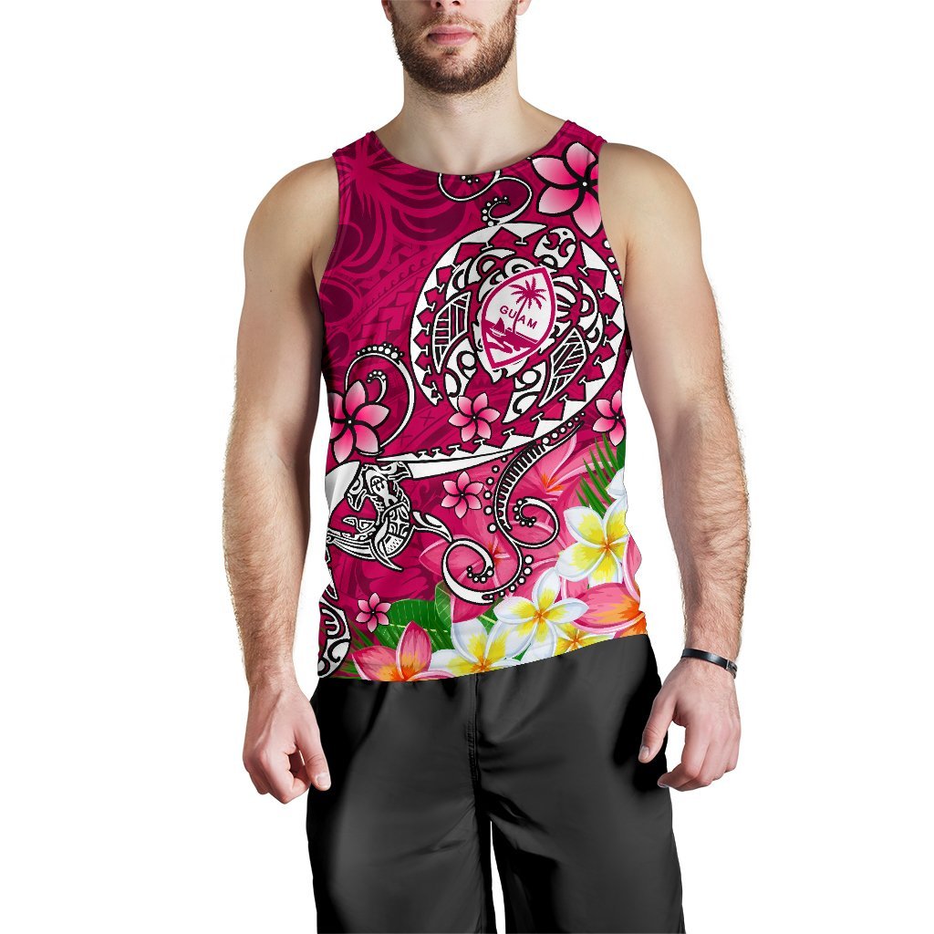 Guam Men's Tank Top - Turtle Plumeria (Pink) - Polynesian Pride