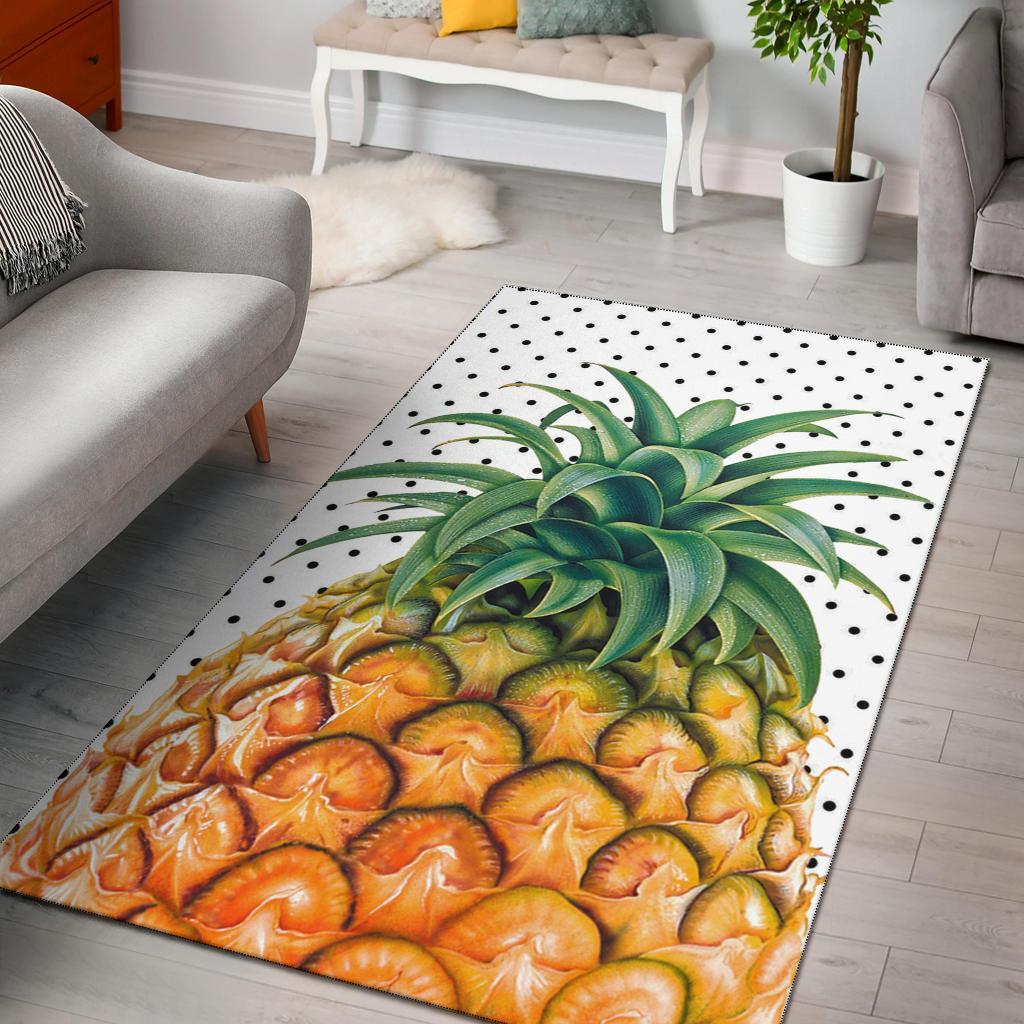 Pineapple Dottie Area Rug AH Black - Polynesian Pride