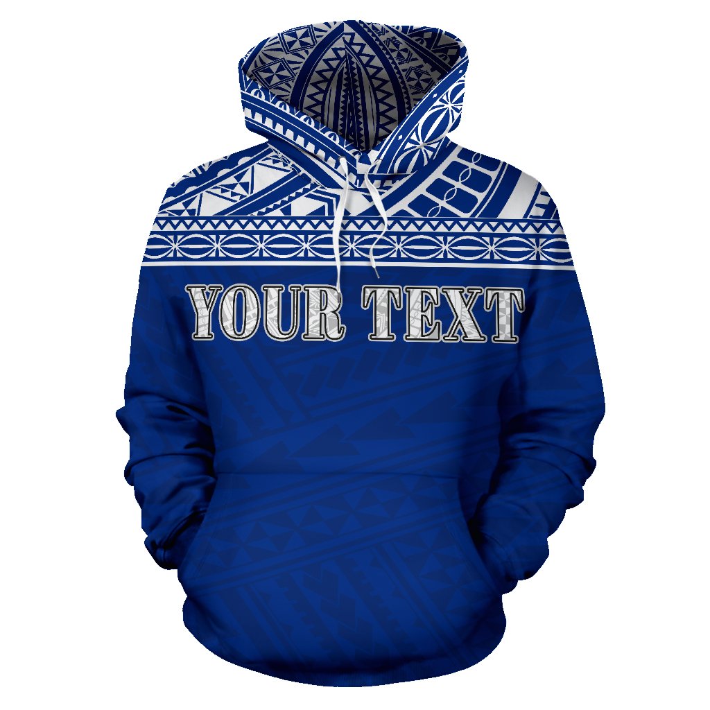 Guam Polynesian All Over Custom Hoodie Blue Horizontal Style - Polynesian Pride