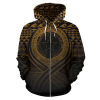 Northern Mariana Islands All Over Zip up Hoodie Lift up Gold - Polynesian Pride