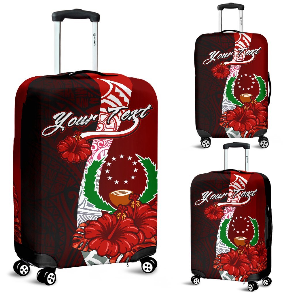 Pohnpei Micronesia Custom Personalised Luggage Covers - Coat Of Arm With Hibiscus Red - Polynesian Pride