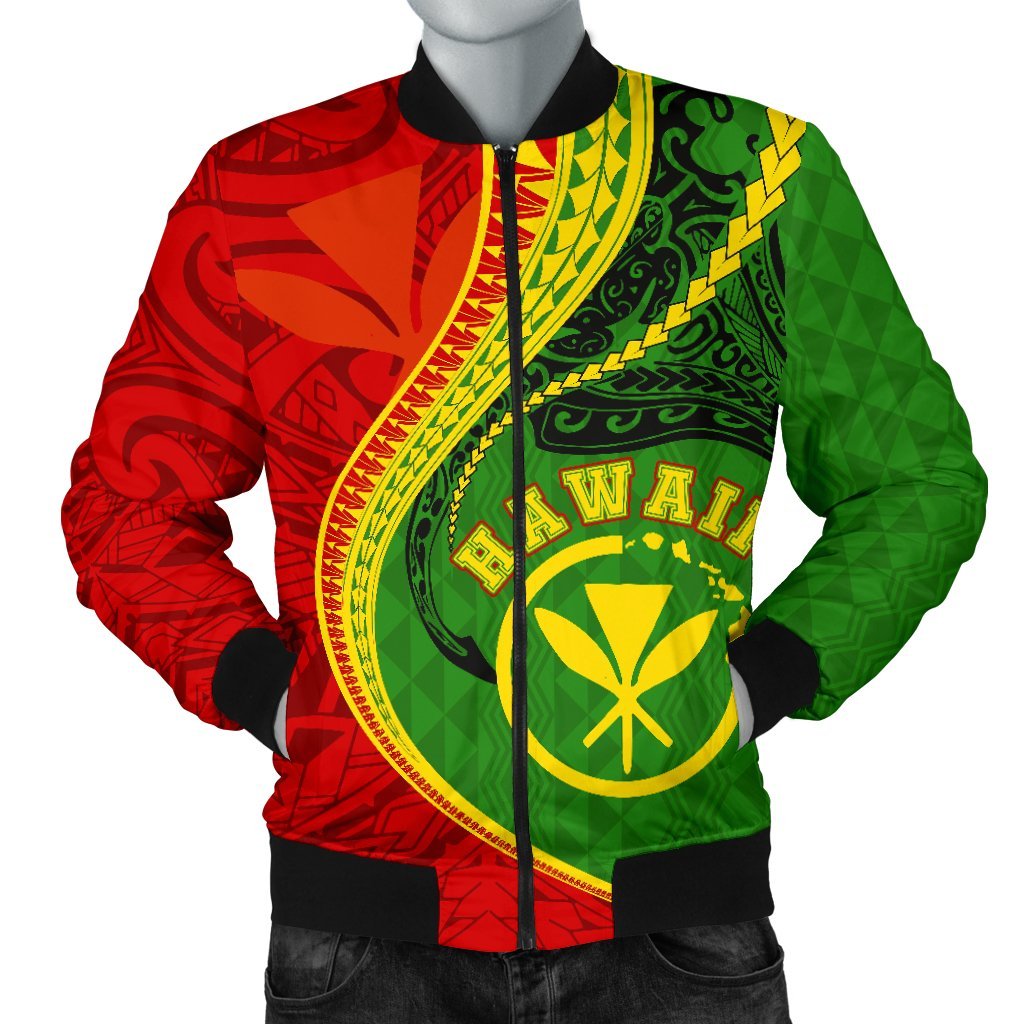 Kanaka Maoli Men's Bomber Jacket Hawaii Kanaloa Tatau Black - Polynesian Pride