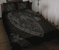 Hawaii Hibiscus Banzai Surfing Quilt Bed Set Grey - Polynesian Pride