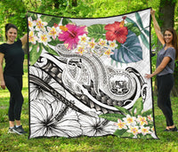 Polynesian Hawaii Premium Quilt - Summer Plumeria (White) - Polynesian Pride