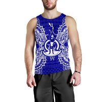 Vanuatu Polynesian Men Tank Top Map Blue Blue - Polynesian Pride