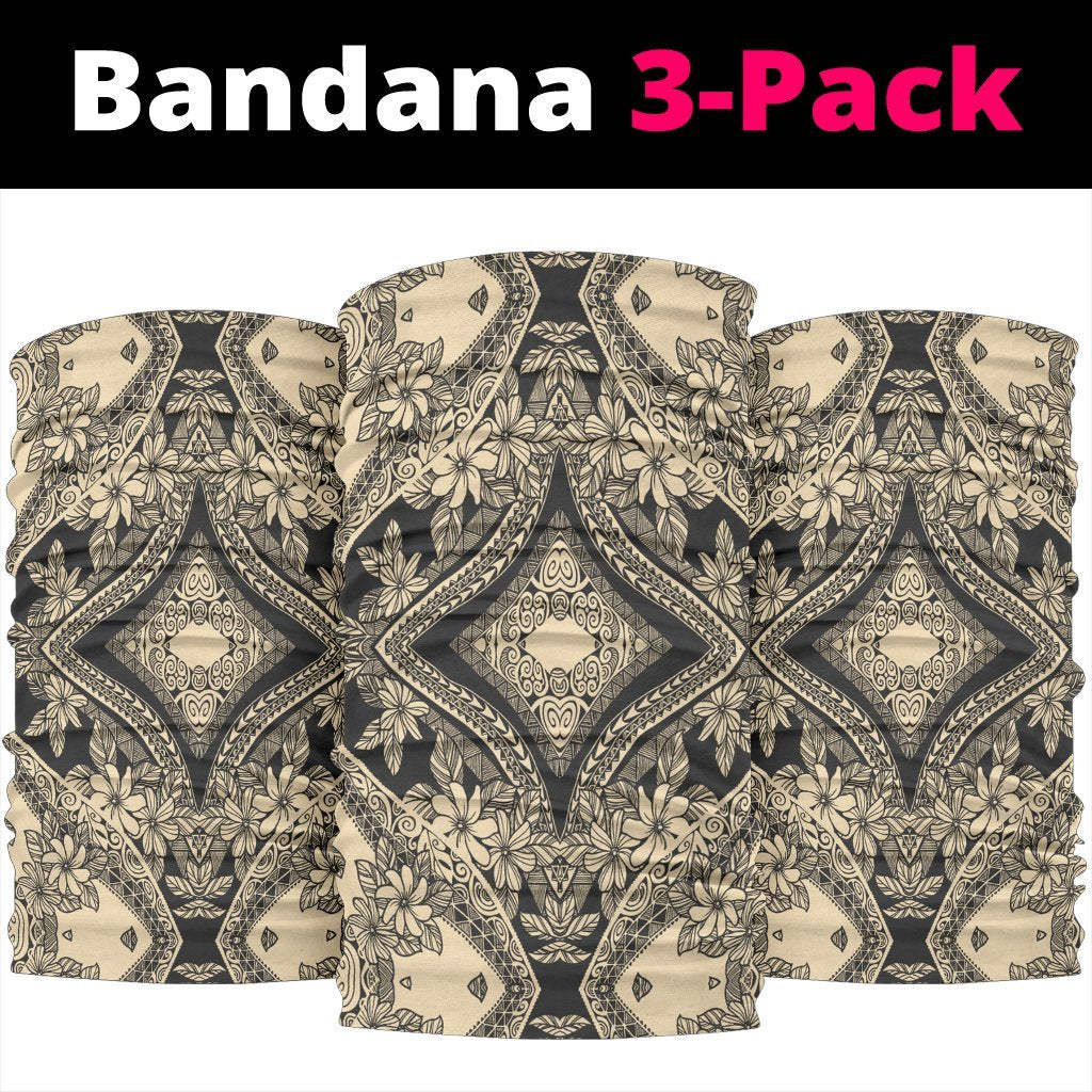 Polynesian Plumeria Mix Gray Bandana 3 - Pack - Polynesian Pride