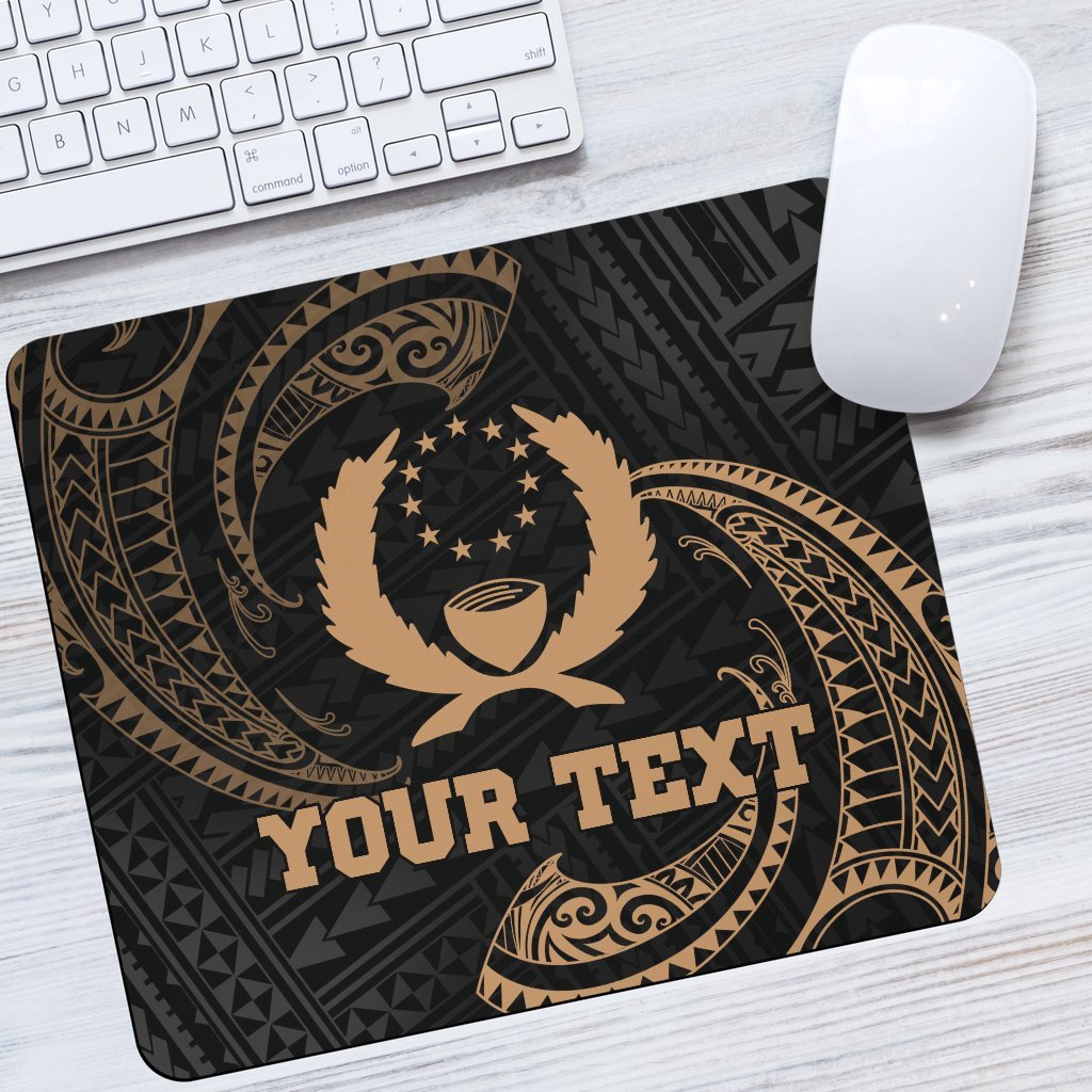 Pohnpei Micronesia Custom Personalised Mouse Pad - Gold Tribal Wave One Style One Size Black - Polynesian Pride