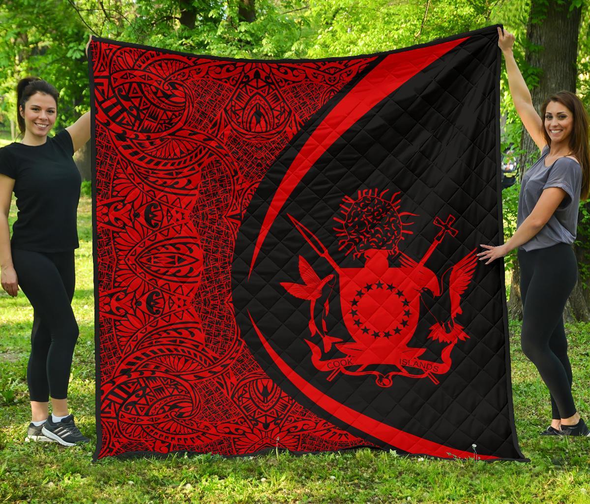 Cook Islands Coat Of Arms Polynesian Premium Quilt - Circle Style - 06 - Polynesian Pride