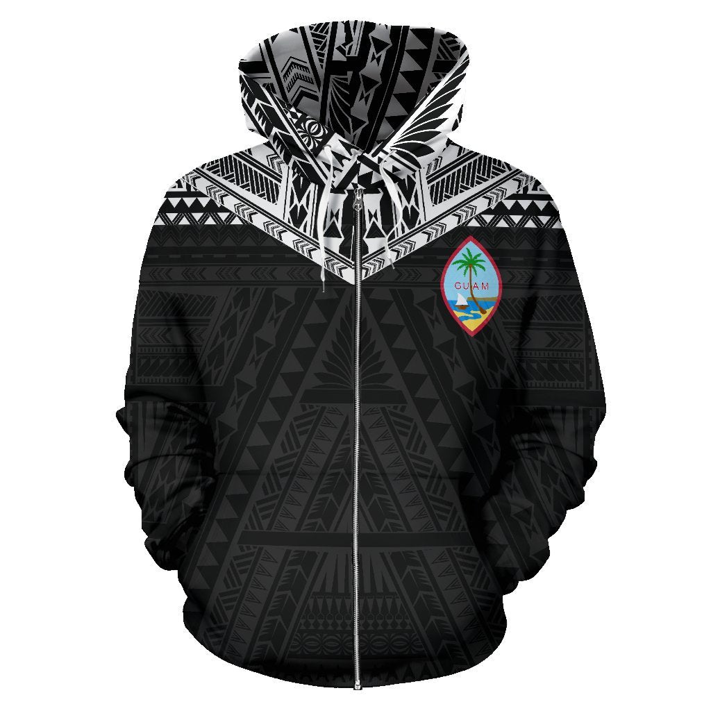 Guam Zip up Hoodie Guam Coat of Arms Polynesian Tattoo A5 - Polynesian Pride