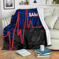 Samoa Premium Blanket - Samoa Seal With Polynesian Patterns In Heartbeat Style (Blue) - Polynesian Pride