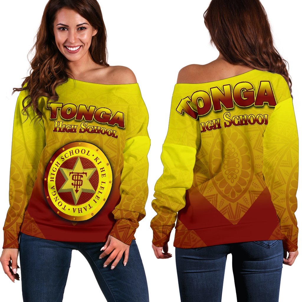 Tonga High School Women's Off Shoulder Sweater Polynesian Style - Polynesian Pride