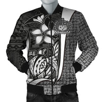 Samoa Polynesian Men's Bomber Jackets White - Turtle With Hook White - Polynesian Pride