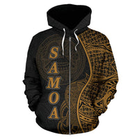 American Samoa Polynesian Zip up Hoodie Coconut Tree Gold - Polynesian Pride