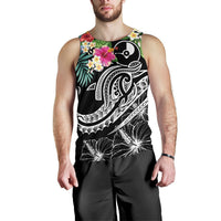 YAP Polynesian Men's Tank Top- Summer Plumeria (Black) - Polynesian Pride