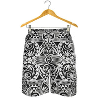 Polynesian Tribal Men's Shorts Black White - Polynesian Pride